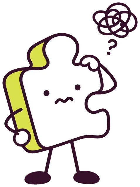The Unsolve mascot scratches its head under a tangled scribble